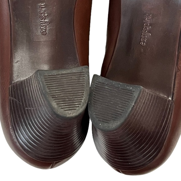 Easy Spirit “Eloize” Brown Leather Stacked Heels Size 8 Medium - Picture 8 of 14